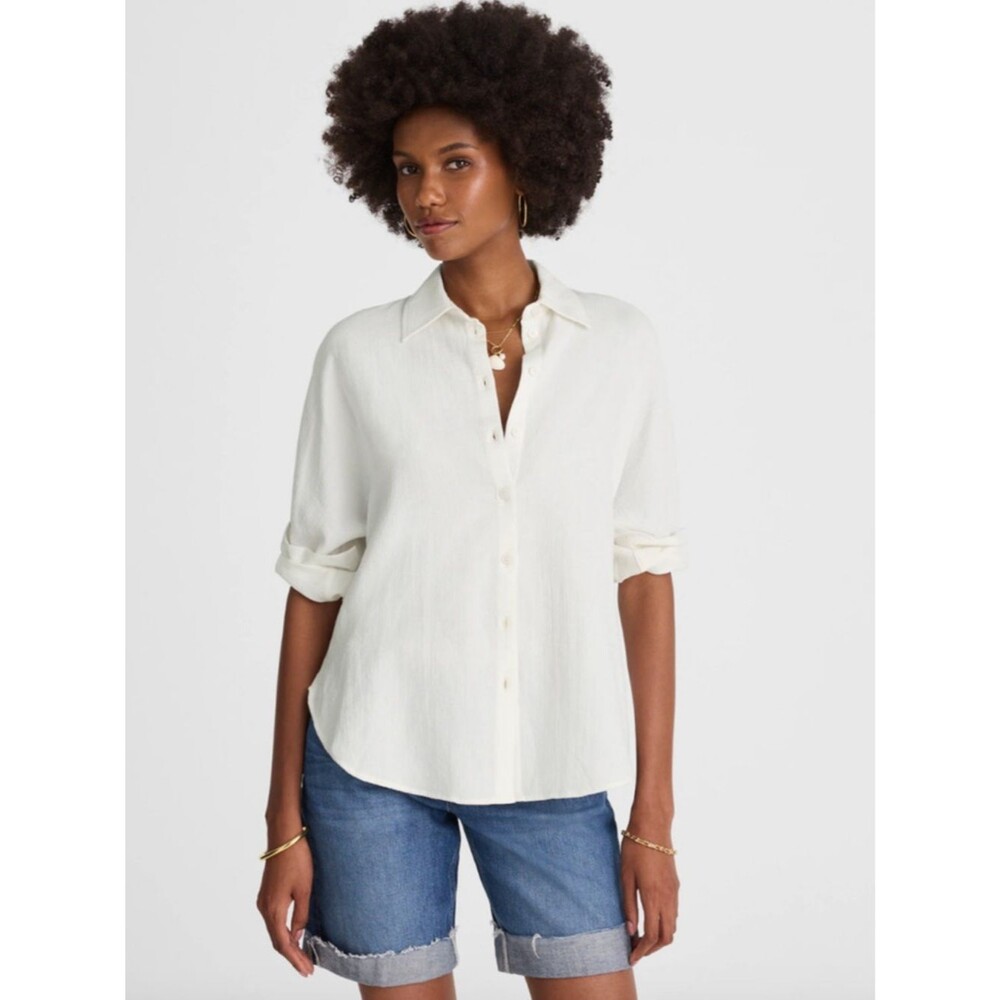 Madewell NWT Cotton Double Gauze Oversized Shirt Size Small in White